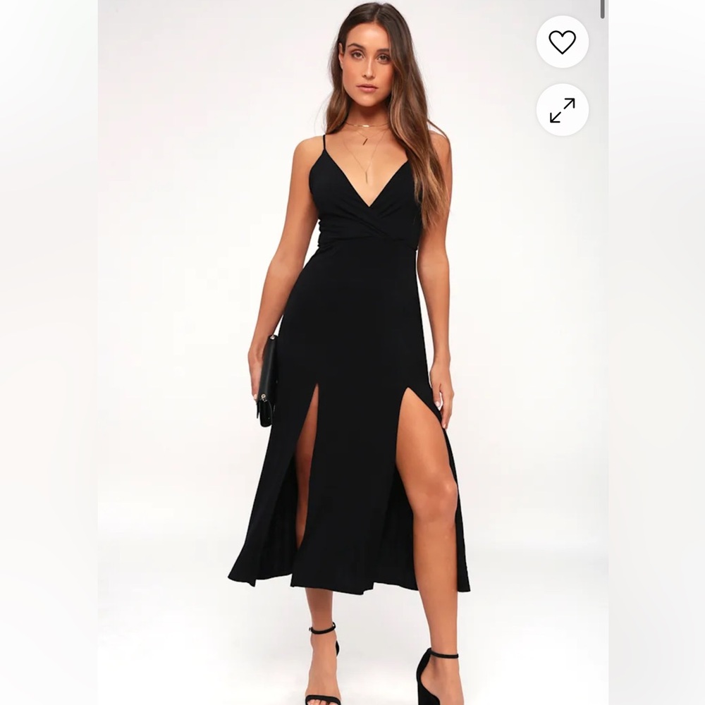 Lulus Time to Tango Blacl Midi Dress